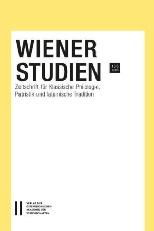 Wiener Studien - Zeitschrift für Klassische Philologie, Patristik und lateinische Tradition, Band 136/2023 | Kurt Smolak