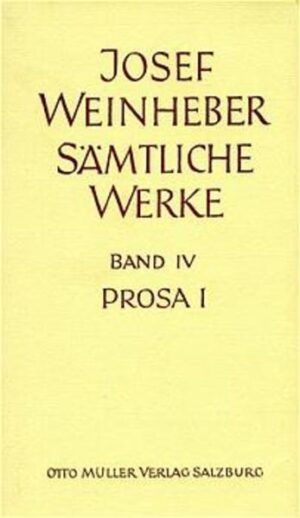 Dieser vorliegende erste Band der gesammelten Werke Josef Weinhebers enthält bedeutende Prosa des Autors. Alle Texte sind authentisch aus dem Nachlass erarbeitet.