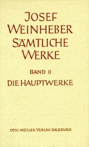 Dieser nun vorliegende Band der gesammelten Werke Josef Weinhebers enthält die Hauptwerke des österreichischen Lyrikers und Erzählers. Alle Texte sind authentisch aus dem Nachlass erarbeitet.