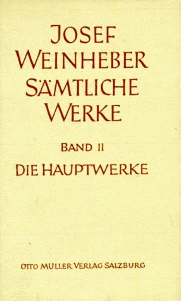 Dieser nun vorliegende Band der gesammelten Werke Josef Weinhebers enthält die Hauptwerke des österreichischen Lyrikers und Erzählers. Alle Texte sind authentisch aus dem Nachlass erarbeitet.