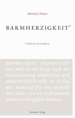 Anachronistische Themen - neu gedacht Barmherzigkeit - was hat dieser Begriff in unserer Gesellschaft für eine Bedeutung? Oder hat er gar keinen mehr? Dimitré Dinev hat sich in vier kurzen Essays mit dieser Thematik beschäftigt. Er erzählt von persönlichen Erlebnissen, von Bettelkindern, die in den Westen verschleppt dem Kapitalismus dienen, von einem Land, in dem man anstelle von Frieden von Sicherheit spricht … Dimitré Dinev skizziert eine Gesellschaft, die nicht barmherzig sein kann, und stellt ihr ein Ich gegenüber, das bereit ist, Verantwortung zu übernehmen. Pointiert und gleichnishaft verpackt er eben diese Verantwortung in Geschichten, Fragestellungen, eingängige Thesen. „Barmherzigkeit“ ist der Auftakt der neuen Reihe „Unruhe bewahren“ in Kooperation mit der Akademie Graz. Weitere Autoren: Christina von Braun Thomas Macho Ilija Trojanow Peter Bieri