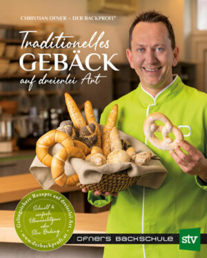 In seinem neuen Buch widmet sich Backprofi Christian Ofner diesmal dem Klein- oder Handgebäck - „Brötchen“, „Semmel“, „Weckerl“ & Co. Doch sein Buch unterscheidet sich von jedem anderen Backbuch gravierend. Denn der Bäckermeister bereitet jedes Gebäckstück auf drei verschiedene Arten zu. Die informative Einleitung beschreibt ausführlich die drei verschiedenen Zubereitungsmethoden. Schnell & einfach - die Ruck-Zuck-Methode für spontane Hobbybäcker. Der Teig wird in direkter Teigführung zubereitet und benötigt aufgrund der kürzeren Gehzeit etwas mehr Hefe. Übernachtgare - trendig und praktisch für alle, die ofenfrisches Gebäck zum Frühstück lieben. Nach direkter Teigführung mit weniger Hefe werden die fertig geformten Teigstücke über Nacht in den Kühlschrank gestellt und am nächsten Morgen gebacken. „Slow baking“ - indirekte Teigführung. Ein Vorteig wird bereitet, dieser geht 2-3 Stunden bei Zimmertemperatur und kann dann 12-24 Stunden im Kühlschrank reifen, am Backtag wird er mit den übrigen Zutaten vermischt. Das derart hergestellte Gebäck ist bekömmlicher, schmeckt intensiver und hält sich länger frisch. Ofner zeigt mithilfe von Anleitungsfotos, wie Kaisersemmel (Brötchen), Wiener Kipferl, Käse-Speck-Fladen, Grahamspitz, Dinkel-Mohn-Laibchen & Co originalgetreu handgeformt werden. Seine Rezepte sind auch garantiert gelingsicher, denn jedes einzelne Gebäck wurde mehrfach mit allen drei verschiedenen Methoden erprobt!