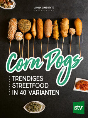 Corn Dogs zählen seit Kurzem zu den absoluten Rennern in Sachen Streetfood. Wie einfach diese moderne Variante von teigummantelten Würstchen selbst hergestellt werden kann, erläutert dieses Buch. Ein Würstchen wird auf einen Holzspieß gesteckt, in einen dickflüssigen Teig getaucht und in heißem Öl frittiert. Man benötigt nicht viel mehr als beliebige (allerdings nicht zu große) Würstchen, Holzspieße und erhitztes Fett zum Frittieren der aufgespießten Köstlichkeiten. Das Wichtigste am neuen Trendfood ist natürlich die Teighülle. Und gerade diese ist wandelbar, wie die Autorin mit ihren rund 40 Rezepten beweist. Der „originale“ namensgebende Maisteig kann jederzeit durch andere Teige ersetzt werden, wie z. B. durch einen dicken Tropfteig aus Weizenmehl, Eiern, Backpulver, Wasser und Gewürzen. Oder der Teig wird mit Parmesan, Kürbiskernen, Sesam, geraspeltem Gemüse, Haselnüssen oder knusprigen Röstzwiebeln verfeinert, um nur einige Beispiele zu nennen. Auch die „Fülle“ ist wandelbar: Abgesehen von verschiedensten Würstchensorten, die im Handel erhältlich sind, finden sich in diesem Buch auch ein paar Rezepte für selbst gemachte Würstchen sowie „vegane Würstchen“. Außerdem können genauso gut Fisch oder Gemüse in Teig getunkt und frittiert werden. Selbst süße Varianten hat sich die einfallsreiche Küchenmeisterin Joana Gimbutyte ausgedacht: Apfelstückchen, in süßen Schmarrenteig getunkt, werden zum typisch österreichischen „Kaiser Dog“. Besonders beliebt sind die aufgespießten, gebackenen Würstchen als Fingerfood auf Partys oder bei Kindern. Durch die vielen interessanten und variationsreichen Rezepte im Buch kann das trendige Streetfood durchaus zum Mittag- oder Abendessen avancieren: Die vielen kreativen Vorschläge für Zutaten, die die Würstchen umhüllen, bevor sie in den Teig getunkt werden, garantieren herrliche Geschmackserlebnisse. Und für das „Tüpfelchen auf der Wurst“ sorgen viele verschiedene selbst gemachte Saucen und Dips.