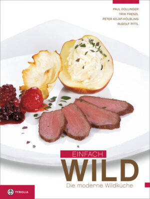 Wildbret aus heimischen Wäldern überraschend präsentiert. Carpaccio und Piccata, Paella und Pizza: dieses Kochbuch bietet neben Hirschleber, Hasenrücken & Co. neue Rezepte, die moderner Lebensart entsprechen und in dieser Form für Wildfleisch und Wildfleischprodukte noch nie angedacht wurden. Es entstand aus der Zusammenarbeit des Tiroler Jägerverbandes mit drei führenden Tourismusschulen in Tirol mit dem Ziel, für das qualitätsvolle heimische Wildfleisch innovative Verwertungsmöglichkeiten anzubieten. Nach einer Einführung in die Jagdkultur und in die Verarbeitung der heimischen Wildarten werden rund 40 Rezepte geboten: kalten Vorspeisen und Suppen, warme Vorspeisen bzw. Zwischengerichte, Hauptspeisen und Nachspeisen. Ernährungsphysiologie zum Wildbret, Getränkeempfehlungen, ein Glossar und die wich-tigsten Begriffe auf Englisch, Französisch, Italienisch und Russisch runden das Buch ab. Die ganzseitigen Speiseabbildungen stammen Gerhard Schmid und Georg Egger von smart-design, die u. a. die Food-Libary der Fine-dining-Restaurants der Hotelkette Le Meridien in Dubai ins Bild gesetzt haben.