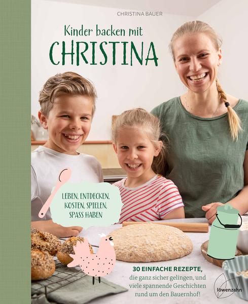 Dieses Buch wird klimafreundlich hergestellt, cradle-to-cradle gedruckt und bleibt plastikfrei unverpackt. SCHNEEBESEN- UND MEHLNASENALARM! 30 SUPEREINFACHE REZEPTE ZUM BACKEN FÜR UND MIT KINDERN Backen mit Kindern - das ist MEHL AUF NASENSPITZEN verteilen & ein bisschen TEIG AUS DER SCHÜSSEL STIBITZEN, Zeitverbringen & heimlich Schokostreusel verputzen! Christina Bauer hat mit ihren BEIDEN KIDS MAGDALENA UND THOMAS neue und vor allem EINFACHE REZEPTE ausprobiert und aufgeschrieben - für Brot, SÜSSE LECKEREIEN und KLEINE SNACKS, die dann auch ganz sicher im Bauch landen. Weil sie sensationell schmecken, zum Anbeißen ausschauen (Stichwort: Laugenigel und freche Müsliriegel), GESUND sind und vor allem: weil die KINDER SELBST MITGEBACKEN haben. Den Teig gerührt und geknetet, die Eier aufgeschlagen und die fertigen Brötchen in beliebig viele Körner getaucht. Die Teigstränge zu knuffigen Hasen geformt oder Würstchen auf Spieße gefädelt und in eine knusprige Brothülle gewickelt. REZEPTE FÜR DEN OSTERHASEN UND WIRKLICH JEDE ANDERE FETE Supercool, wenn sich solch selbst gemachte Karottenbrötchen in der JAUSENBOX wiederfinden oder der Schokoladekuchenzug bei der nächsten KINDERGEBURTSTAGSPARTY für ausgelassene Stimmung sorgt. Der Osterhase wird mit einem Nestchen aus Hefeteig überrascht, damit er auch ganz sicher viele Eier versteckt, die Gäste zu WEIHNACHTEN mit rot funkelnden Stern-Keksen. Alle Rezepte sind so leicht nachzubacken, dass sie größere Kinder schon (fast) alleine zubereiten können. Für die kleinen gibt es klarerweise auch immer was zu tun: TEIGE KNETEN UND AUSROLLEN, KEKSE AUSSTECHEN UND MUFFINS ODER CAKE POPS DEKORIEREN. Und dann natürlich: in die noch lauwarmen Cookies und Frühstücksbrötchen schnell hineinbeißen! WIE ENTSTEHT EIN EI? WOHER KOMMT DIE MILCH? UND WAS LÄSST DEN TEIG EIGENTLICH SO SCHNELL WACHSEN? Ganz nebenbei LERNEN DIE KINDER, wie sich LEBENSMITTEL ANFÜHLEN, was man aus Grundzutaten alles machen kann und WIE WERTVOLL MILCH, MEHL UND BROTGEWÜRZE sind. Und dass sich in einem kleinen Würfel Hefe Millionen von Lebewesen tummeln. Denn Christina präsentiert nicht nur 30 Rezepte zum Backen mit und für Kinder, sondern LÄSST UNS AN IHRER WELT AM BAUERNHOF TEILHABEN - und an allem, was dazugehört. Wie ist es, jeden Tag GEMEINSAM MIT DEN TIEREN aufzustehen? Woher kommt die Milch für den Kakao zum Frühstücksbrot, wie kann man Joghurt fürs Müsli selber machen und warum schmeckt der Kuchen mit SELBST GEERNTETEN ERDBEEREN um Welten besser? Ein Buch zum NACHLESEN UND NACHBACKEN, randvoll mit wunderbaren Rezepten fürs ganze Jahr und jede Back-Gelegenheit. Und mit Geschichten und Fotos von Christinas Bauernhof, die so echt sind, dass man das FRISCHE HEU und die DUFTENDEN VOLLKORNBRÖTCHEN fast riechen kann. - Challenge accepted: KINDER AM NACHMITTAG BESCHÄFTIGEN und KÖSTLICHKEITEN AUS DEM OFEN HOLEN, die grandios ausschauen und gleichzeitig KLEIN UND GROSS SCHMECKEN? Mit diesen einfachen Rezepten gelingt’s bestimmt! - REZEPTE FÜR ALLES, WAS RUND UMS JAHR ANFÄLLT: Kindergeburtstage & Ostern, Ausflüge & Weihnachten - und natürlich den ganz normalen Wahnsinn, ähm Alltag - IN CHRISTINAS BAUERNHOFWELT EINTAUCHEN und herausfinden, was in den Backzutaten steckt: Woher kommt die MILCH? Woraus besteht ein EI? Und wie wird Futter für die FLAUSCHIGE SCHAFHERDE hergestellt? - mit VIELEN TIPPS VON CHRISTINA, damit das Backen allen Spaß macht