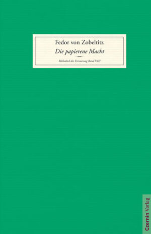 Wie funktionierte das Verlegen vor hundert Jahren? Der Czernin Verlag wird 15 Jahre alt und wagt einen Blick in die Zeiten des Kolportagebuchhandels, der Groschenromane und der ersten Boulevard-Zeitungen. „Die papierene Macht“ spielt im Verlagsumfeld und amüsiert mit erstaunlichen Parallelen zur heutigen literarischen Szene. Wie mächtig bedrucktes Papier schon immer war, thematisiert der zu seiner Zeit bekannte und renommierte Schriftsteller, Journalist und Büchersammler Fedor von Zobeltitz in einem unterhaltsamen Roman, um 1900 erstmals erschienen, über die Arbeit des Bücher- und Zeitungsmachens. Über die unterschiedlichsten Ansprüche der Leserschaft, die neuesten Errungenschaften in der Drucktechnik und die konkurrierenden Verlagshäuser wusste Zobeltitz als „Insider“ bestens Bescheid. Die damit einhergehenden Liebesgeschichten und Intrigen dürfen freilich nicht fehlen. Der Czernin Verlag legt diese wahre Entdeckung für den Buchliebhaber, für heutige Verhältnisse eher der leichteren Literatur zuzuordnen, mit großer Freude neu auf. Mit einem Nachwort von Dr. Reinhard Wittmann.