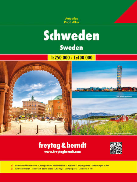 Neben der übersichtlichen Gestaltung verfügt der Straßenatlas Schweden 1:250.00 - 1:400.000 über zahlreiche Zusatzinformationen wie z.B. Straßenbeschaffenheit, Sehenswürdigkeiten, Campingplätze und diverse Innenstadtpläne. Mit dem umfangreichen Ortsregister gelingt zudem eine rasche Orientierung. Touristische Informationen, Ortsregister mit Postleitzahlen, Entfernungen in km, Campingplätze und Stellplätze, Citypläne: Helsingborg, Göteborg, Kiruna, Örebro, Linköping, Malmö, Stockholm, Sundsvall, Umeå, Uppsala