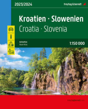 Der Autoatlas Kroatien - Slowenien 1:150.000 ist der ideale Begleiter für alle, die mit dem Auto unterwegs sind und dabei nicht nur die Hauptstraßen und Autobahnen nutzen möchten. Er ist ideal für die Planung und erweist sich auch während der Reise als unverzichtbare Orientierungshilfe. Mit dem detaillierten Kartenbild und dem genauen Maßstab lassen sich auch weniger befahrene Nebenstraßen entdecken, die in Übersichtskarten meist gar nicht eingezeichnet sind. Landschaftlich schöne Strecken sind farblich hervorgehoben. Informationen zum Straßenatlas Kroatien - Slowenien Kroatien - Slowenien 1:150.000 Europa 1:3.500.000 Spiralbindung verdeckt Camping- und Stellplätze Touristische Informationen Ortsregister mit Postleitzahlen 19 Innenstadtpläne 224 Seiten, Format 23 x 29,7 cm Der ideale Autoatlas für Kroatien und Slowenien Das dichte Straßennetz ist exakt abgebildet, landschaftlich schöne Abschnitte und Touristenstraßen sind farblich hervorgehoben und viele Ausflugsziele sind in der Karte eingezeichnet. Auto- und Motorradfahrer schätzen die exakte Kartographie von freytag & berndt besonders für die Planung und Orientierung vor Ort. Damit die Reise auch mit Wohnmobil, Wohnwagen oder Camper gut planbar ist, sind alle Camping- und Stellplätze im Atlas eingezeichnet. Verdeckte Spiralbindung Der Autoatlas Kroatien - Slowenien ist besonders komfortabel in der Handhabung da er sich durch die Spiralbindung bequem aufklappen lässt. So bleibt die gewünschte Seite auch während der Fahrt immer geöffnet. Innenstadtpläne Mit den enthaltenen Cityplänen kann man sich in den Städten gut orientieren, darunter etwa Dubrovnik, Pula, Rijeka, Split, Zagreb, Ljubljana und Maribor