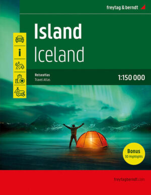 Der Reiseatlas Island 1:150.000 ist der ideale Wegbegleiter für alle, die Island mit dem Auto oder öffentlichen Verkehrsmitteln erkunden möchte. Der Straßenatlas kann nicht nur für die Planung herangezogen werden, sondern erweist sich auch während der Reise als unverzichtbare Orientierungshilfe. Mit dem detailreichen Kartenbild und dem genauen Maßstab lässt sich das gesamte Straßennetz auf der Insel, inklusive der Hochlandstraßen, nachverfolgen. Die Ringstraße (Hringvegur) ist mit einer eigenen Straßensignatur hervorgehoben und sowohl der Golden Circle (Gullni hringurinn) als auch der Arctic Coast Way (Norðurstrandarleið) sind als touristische Straßen gekennzeichnet. Autofahrer können besonders nützliche Informationen aus dem Autoatlas herauslesen, wie etwa Straßenbelag, Furten (Flussüberquerungen), Rastplätze, Tankstellen und Autowerkstätten. Wohnwagenfahrer und Camper finden ein nützliches Verzeichnis von Campingplätzen und Stellplätzen. Für alle Reisenden, die lieber mit dem Bus unterwegs sind, steht eine Übersichtskarte mit den öffentlichen Verkehrsmitteln zur Verfügung. Informationen zum Reiseatlas Island Island 1:150.000 18 Stadt- und Ortspläne 232 Seiten, Format 21 x 29,7cm (A4) Halbverdeckte Spiralbindung Camping- und Stellplätze, Unterkünfte 30 Highlights beschrieben Orts- und Gewässerverzeichnis Damit sich Islandbesucher auf der Insel zurechtfinden, wurden in den Karten touristisch relevante Informationen, darunter Nationalparks und Naturschutzgebiete, schöne Ausblicke, Wasserfälle, heiße Quellen und beliebte Orte für die Walbeobachtung, visualisiert. Der Inselstaat Island (Ísland) ist wie kein anderes europäisches Land von schlummernden Vulkanen, kahlen Lavafeldern, mächtigen Gletschern, speienden Geysiren, tosenden Wasserfällen, naturbelassenen Flüssen sowie heißen und kalten Quellen geprägt. Es ist das Land der Extreme, wo das Wasser gemächlich aus dem Boden blubbert, Fontänen wild aus dem Untergrund herausschießen und die Erde in regelmäßigen Abständen bebt, aber wo sich auch fruchtbare Flusstäler und sanfte Küstenbereiche erstrecken. Gedruckt in Österreich.