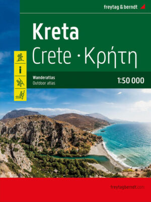 Der Wanderatlas Kreta 1:50.000 bietet Informationen zu Wanderwegen, Hütten, Naturdenkmälern, Sehenswürdigkeiten und Freizeiteinrichtungen. - Wanderkarten 1:50.000 - Kartenteil 104 Seiten - Touristische Informationen - Klettern - Canyoning - Ortsverzeichnis