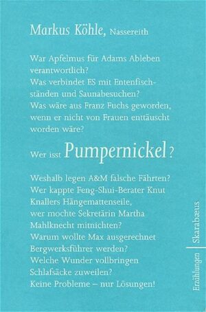 Dass die Liebe Wunder wirkt, ist allgemein bekannt. Wie aber kommt es, dass Gebrauchsgegenstände wie Schlafsäcke oder Stabmixer positiv beseelt werden? ES hat Geltungsdrang und einen Hang zu populärwissenschaftlicher Aufklärung. Wer ist ES? Was treibt ES auf Weihnachtsmärkten und in Saunakammern? A&M legen falsche Fährten und machen glaubhaft, dass in ihrer Welt alles möglich ist. In den Kurzgeschichten von Markus Köhle ist vieles möglich, sind Überraschungen Programm. Es begegnen einem Wunder auf Umwegen und der Tod zuweilen auf Schleichwegen. Der Erzählton ist ein latent sarkastischer, der Inhalt realitätsnah und bloß vermeintlich oberflächlich. Köhles Geschichten folgen dem Motto: Keine Probleme - Nur Lösungen! Es geht um die Macht vom Treffen zweier Augenpaare, die Kraft von lebensbejahenden Einstellungen und um Schicksale tragischkomischer Helden. Das ergibt in Summe: Happy-feel-good-stories mit Schmunzelerlaubnis über Leben, Lieben, Sterben, Wunder und Neuanfänge.