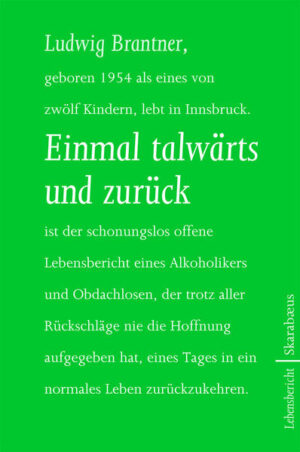 Als Kind arbeitsloser Alkoholiker wächst er im Heim auf, wo Gewalt und sexueller Missbrauch auf der Tagesordnung stehen. Schon als Jugendlicher flüchtet er sich in den Alkohol, mit 19 steht er auf der Straße. Ein scheinbar auswegloser Kreislauf von Arbeitslosigkeit, Alkohol, Drogen und Obdachlosigkeit beginnt - bis er fast 30 Jahre später den Ausstieg schafft. Heute zieht Ludwig Brantner Bilanz: Das Leben, das er entwaffnend ehrlich und direkt erzählt, ist reich an Tiefpunkten und düsteren Momenten. Aber dennoch strahlt aus all diesem Lebensunglück stets auch das Positive hervor: Freundschaft und Solidarität, die Liebe zum Leben, die Überzeugung, dass stets ein Ausweg offen bleibt, und der unbedingte Wille, einen Neuanfang zu starten.