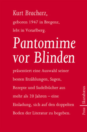 Kurt Bracharz ist zwar mit seinen Kinderbüchern und Kriminalromanen bekannt geworden - aber vorher, währenddessen und danach gab es immer auch anderes von ihm zu lesen. Die besten dieser Texte aus mehr als 20 Jahren liegen nun erstmals in einem "Bracharz-Reader" gesammelt vor. Neben Erzählungen und assoziativer Kurzprosa enthält Pantomime vor Blinden auch ein Sudelbuch, einige nicht vom Volksmund überlieferte Sagen, Rezepte und konkrete Lyrik, ein Lesetagebuch und einen Text, mit dem man Trivia spielen kann, wenn man dazu Lust hat. Kurt Bracharz zeigt sich darin als ein Meister der Andeutung und der Vieldeutigkeit, als ein manchmal schelmischer, manchmal maliziöser Autor, der seine Leser einlädt, sich zu ihm auf den doppelten Boden der Literatur zu begeben.