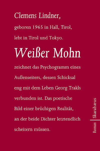 Sebastian Hauser, poetisch begabt, aber wenig erfolgreich, fühlt sich in seinem Schicksal dem lange verstorbenen Dichter Georg Trakl seelenverwandt. Die unglücklichen Leidenschaften zu ihren Schwestern, die Flucht aus der Wirklichkeit und die Passion für das Schreiben verbinden die beiden - bis hin zum frühen, selbstgewählten Tod. In starken Bildern führt Clemens Lindner durch teils abenteuerliche Episoden: von der Schulzeit in Tirol über Szenen aus der New Yorker Halbwelt bis hin zu den letzten Tagen in Okinawa. Zwielichtige Gestalten kreuzen Hausers Weg. Vor allem während seiner Zeit in New York ist er konfrontiert mit Gewalt, sexuellen Übergriffen und vollkommener Beziehungslosigkeit. Doch drängen sich in die illusionslosen Schilderungen des Großstadtalltags immer wieder Passagen voll Poesie und Hoffnung, die die Nähe zu Georg Trakl deutlich spüren lassen. Kunstvoll und in stimmungsvoller Sprache webt Lindner die Lebensfäden zweier Dichter und Außenseiter ineinander, die um ihren Platz am Rande der Gesellschaft bis zu ihrem tragischen Scheitern kämpfen.