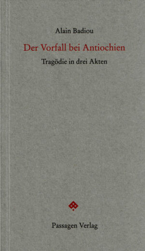 Theater ist Ereignis, ist Staatsangelegenheit, ist Körper gewordene Idee: Unter dieser Prämisse hat Alain Badiou insgesamt sechs Stücke für die Bühne verfasst. Der Vorfall bei Antiochien ist sein erstes auf Deutsch erscheinendes Theaterstück.Badiou nimmt Paul Claudels Drama Die Stadt als Vorlage und verwendet Motive aus dem Leben und den Schriften des Apostel Paulus. Er verlegt die Handlung in ein demokratisches Land, das sich politisch und wirtschaftlich in der Krise befindet. Es stehen sich drei politische Positionen gegenüber: ein hinfällig gewordenes Parteiensystem, ein nihilistischer Expräsident und eine revolutionäre Gruppierung mit kommunistischen Idealen. Dazwischen zirkuliert die weibliche Hauptfigur, Paula, die das Gesetz des gewaltsamen Umsturzes zu durchbrechen sucht. Doch auf die Revolution folgt Bürgerkrieg und Terror. Paula fragt: Wie macht man eine Politik, die die Politik auflöst?In dem 1989 vollendeten Stück setzt Alain Badiou seine Philosophie in eine diskursive Form und entwirft das Modell eines politischen und zugleich poetischen Theaters.