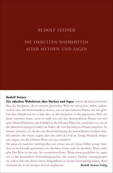 16 Vorträge (Hörernotizen), verschiedene Städte 1904/05 und 1907. Aus dem Inhalt: Inhalt: Griechische und germanische Mythologie. (zehn Vorträge in Berlin): Gut und Böse / Lesen in der Akashachronik. Wolfram von Eschenbach / Sakramentalismus / Germanische Mythologie / Reinkarnation / Die Mysterien der Druiden und Drotten / Die Prometheussage / Die Argonautensage / Die Siegfriedsage / Der Trojanische Krieg Richard Wagner im Lichte der Geisteswissenschaft. Vier Vorträge in Berlin 28. März bis 19. Mai 1905 sowie je ein Vortrag in Köln am 3. Dezember 1905 (Parzival und Lohengrin) und in Nürnberg am 2. Dezember 1907 (Richard Wagner und sein Verhältnis zur Mystik)