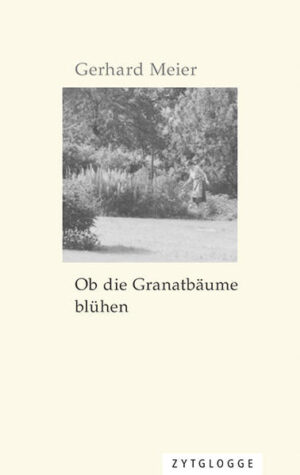 ‹Ob die Granatbäume blühen› ist Gerhard Meiers Gedenkbuch für seine verstorbene Frau Dora. In diesem persönlichsten Text Meiers tritt der Autor erstmals in der ersten Person in Erscheinung. Der monologische Text beginnt nüchtern mit rapportierten Lebensstationen, aber bald wird er zu einer intensiven Zwiesprache, der Dialog mit seiner geliebten Dorli setzt sich über ihren Tod hinaus fort, die Grenzen zwischen Vergangenem und Gegenwärtigem verschwinden. Der letzte Text Meiers, welchen der Autor ausdrücklich als Adagio zu seinen Romanen verstanden hat, ist der «kostbare Schlussstein einer Erzählkathedrale» (Rainer Moritz).