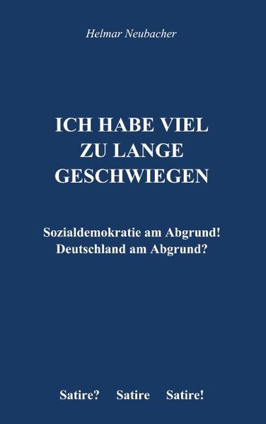 Das Buch „Ich habe viel zu lange geschwiegen…“ gibt den Frust eines deutschen ehemaligen Gewerbelehrers über die bundesdeutsche politische Landschaft wieder, vier Monate vor der Wahl zum 18. deutschen Bundestag am 22. September 2013. Bodenlose Hilflosigkeit angesichts des Niedergangs einer großen Partei, der SPD, und der Verlust des Sinnkompasses aller politischen Akteure werden anhand verschiedener Beispiele beschrieben. Dazu stellt der Autor die folgenden Fragen und gibt auch Antworten: - Wen soll ich zum nächsten Bundestag wählen? - Ist die SPD noch meine Partei - ein Hort des „Kleinen Mannes“? - Wo sind die politischen Vorbilder von heute und morgen? - Sind Kurt Schumacher, Willy Brandt und Helmut Schmidt bereits vergessen? - Was ist aus dem Anspruch der SPD geworden: …Gerechtigkeit und Gleichheit für alle durch „Demokratischen Sozialismus“ als Hort der Freiheit? Zurück bleibt die Hoffnung auf Engagement und eine neue Ehrlichkeit nachwachsender Generationen im politischen Betrieb Berlins. Sinnstiftend für die Zukunft werde dann der Rückgriff auf den „Demokratischen Sozialismus“ des Godesberger Programms der SPD von 1959 sein, gültig auch für Bundestagswahlen über 2013 hinaus. Neubacher legt ein Buch vor mit vielen interessanten, wegweisenden Ideen für die Bewältigung von Vergangenheit und Gegenwart auf dem steinigen Weg in eine bessere Zukunft - ein Buch, trotz aller traurigen Realitäten, auch gewürzt mit beißender politischer Satire.