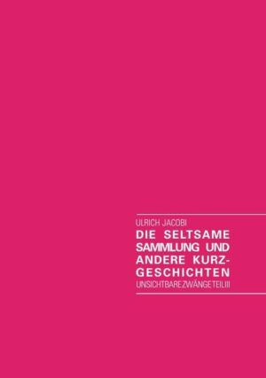 "Die seltsame Sammlung (Unsichtbare Zwänge Teil III)" enthüllt, wie bisher vom Autor Ulrich Jacobi gewöhnt, nicht alltägliche Begebenheiten und Beschreibungen von Menschen, vielleicht mitten unter uns. Die eigentümliche Spannung ist es, die den Leser erneut fesseln und zum Nachdenken anregen kann.