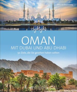 Der ideale Bildband für die Urlaubsplanung stellt Ihnen die 50 attraktivsten Ziele im Oman, in Dubai und Abu Dhabi vor. Damit Sie nichts verpassen, ist in diesem Reiseführer-Bildband wirklich alles drin: die interessantesten Städte, faszinierende Landstriche, Insidertipps zu Hotels, Restaurants, Museen u. v. m. Zusätzlich führen Sie zahlreiche von den Autoren erprobte Reiserouten durch alle Regionen und zeigen Ihnen die absoluten Highlights. Eine bildgewaltige Inspirationsquelle und ein praktisches Nachschlagewerk zugleich. Märchenhafte Paläste und Moscheen, zerklüftete Hochgebirge, endlose Sandwüsten, idyllische Oasen, weiße Strände und eine fantastische Unterwasserwelt der Oman besticht vor allem durch seine einzigartige Landschaft. In der pulsierenden Metropole Dubai wird dagegen Luxus großgeschrieben und das innovative Abu Dhabi lockt als Kultur-Mekka. Begleiten Sie uns in die moderne und zugleich archaische Welt des Orients.