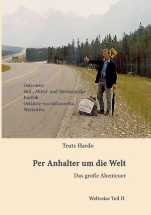 In Teil I beschrieb Trutz Hardo seine fünfeinhalbjährige, mit Abenteuern gespickte Trampreise um die Welt bis auf die entgegengesetzte Seite des Globus - von Berlin bis Tahiti. In diesem zweiten Teil hat er die Reise über die andere Hälfte der Welt aufgezeichnet. Sie beginnt auf der Osterinsel und zieht sich von Chile über Argentinien und Brasilien auf der westlich gelegenen Panamericana von Peru bis Alaska hinauf, samt einem Abstecher nach Hawaii. Trutz Hardos Reisen per Anhalter führten weiterhin quer durch Kanada und die Vereinigten Staaten. Über die karibischen Inseln gelangte er wieder bis Brasilien, von wo er seine Überfahrt auf einem Handelsschiff nach Westafrika als Matrose ableistete. In Malierkrankte er schwer und wurde nach Deutschland zurückbefördert. Trutz Hardo ist durch viele Fernsehsendungen und seine Romane und Sachbücher sehr bekannt geworden. Sein ganzes Leben ist ein großes Abenteuer.