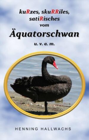 Mehr als fünf Dutzend, mehr als ein Schock Häppchen und Happen mit Pfeffer und Salz, gut bis weniger gut verdaulich, süß oder scharf, farbenfroh bis schwarz-weiß garniert, hoch-, mittel-, unkalorig. Alle zum alsbaldigen Verzehr geschrieben. Alle nach Lust und Laune zu lesen oder vorzulesen. KuRze Geschichten, küRzere Aphorismen, skuRRile Gedanken, satiRische Boshaftigkeiten - was sich über die Jahre so angesammelt hat in einer Grabbelkiste für Geschreibsels. Der Äquatorschwan - gibt’s den denn? - ist nur ein Typ, eben einer von den vielen anderen (u. v. a. m.).