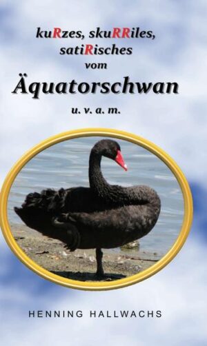 Mehr als fünf Dutzend, mehr als ein Schock Häppchen und Happen mit Pfeffer und Salz, gut bis weniger gut verdaulich, süß oder scharf, farbenfroh bis schwarz-weiß garniert, hoch-, mittel-, unkalorig. Alle zum alsbaldigen Verzehr geschrieben. Alle nach Lust und Laune zu lesen oder vorzulesen. KuRze Geschichten, küRzere Aphorismen, skuRRile Gedanken, satiRische Boshaftigkeiten - was sich über die Jahre so angesammelt hat in einer Grabbelkiste für Geschreibsels. Der Äquatorschwan - gibt’s den denn? - ist nur ein Typ, eben einer von den vielen anderen (u. v. a. m.).