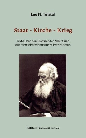 Der Russe Leo N. Tolstoi wendet sich 1900 an seine Menschengeschwister: "Nur dann könnt Ihr Euch befreien, wenn Ihr mutig in das Gebiet jener höheren Idee der Verbrüderung aller Völker eintretet, der Idee, die schon lange ins Leben getreten ist und Euch von allen Seiten zu sich heranruft." Patriotismus ist in seinen Augen Sklaverei-ein Herrschaftsinstrument, mit dem die Interessen einer kleinen Minderheit verschleiert und die Massen in den Abgrund der militärischen Heilslehre getrieben werden. Der Staat benötigt für seine Kriegsapparatur vor allem ein Kirchengebäude, welches die Botschaft der Religion ins Gegenteil verfälscht, die Waffenproduktion absegnet und das Töten im Namen einer angeblich von Gott verliehenen Vollmacht rechtfertigt. Seit der konstantinischen Wende zu Beginn des 4. Jahrhunderts erfüllen die großen "christlichen" Institutionen ohne Scham diese Aufgabenstellung. Sie erweisen sich als Dienstleister der Mächtigen und Besitzenden. Der hier vorgelegte Sammelband enthält u.a. folgende Schriften Tolstois zu diesem todbringenden Komplex: Ernste Gedanken über Staat und Kirche (Cerkov' i gosudarstvo, 1879)-Patriotismus und Christentum (Christianstvo i patriotizm, 1894)-Sinnlose Hirngespinste (Bessmyslennye mectanija, 1895)-Patriotismus oder Frieden (Patriotizm ili mir?, 1896)-Cathargo delenda est (1898)-Patriotismus und Regierung (Patriotizm i pravitel'stvo, 1900)-Muss es denn wirklich so sein? (Neuzeli eto tak nado?, 1900)-Eines ist not (Edinoe na potrebu, 1905)-Es ist Zeit, zu begreifen (Pora ponjat', 1909). Das authentische Christentum unschädlich zu machen, darin liegt Tolstoi zufolge die Funktion des mit dem Staat paktierenden Kirchentums: Erst "wenn diese falsche Lehre aufhört zu existieren, wird es kein Heer geben und ... jene Vergewaltigung, Knechtung und Demoralisierung, die an den Völkern verübt werden, aufhören." Tolstoi-Friedensbibliothek. Reihe B, Band 2 (Signatur TFb_B002) Herausgegeben von Peter Bürger