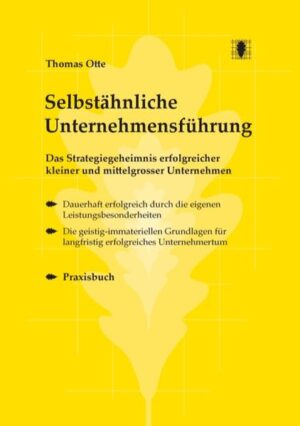 Dieses Buch zeigt, wie man das ganze Unternehmen als eine einzigartige, selbstähnliche Marke führen kann. Es ist ein Arbeits- und Praxisbuch. Es beginnt mit einer kurzen Einführung in den Aufbau eines Unternehmens als Marke. Anschliessend folgen acht Arbeitskapitel mit jeweils 20 - 30 Arbeitsfragen. Sie weisen den Weg zu einem Unternehmen, welches vom Markt als einzigartig wahrgenommen wird. Der Leser erhält schlussendlich ein Cockpit, mit dessen Hilfe er sein Unternehmen dauerhaft einzigartig und profitabel führen kann. Das Buch ist auch sehr gut geeignet für Unternehmensinhaber, die die wahren Erfolgsursachen einem Nachfolger bekannt machen möchten. Dieses Praxisbuch ist im Besonderen für Inhaber und Geschäftsführer kleiner und mitelgrosser Unternehmen geschrieben. Sie stehen meist in einem harten Wettbewerb und sind in turbulenten Märkten tätig. Von Grossunternehmen oft heftig bedrängt sehen sie sich in der Lage des David, der sich dem Riesen Goliath gegenübersah. Das kann nur dann gut ausgehen, wenn der Kleinere eine hochintelligente und wendige Strategie beherrscht. Die Selbstähnliche Unternehmensführung zeigt dem Leser einen klärenden und befreienden Weg zur natürlichen Quelle der eigenen Unternehmenskraft, dem Selbst des Unternehmens. Dort angelangt wird mit einfachem, systematischem Vorgehen eine vollkommen eigenständige, extrem schlagkräftige und wendige Strategie entwickelt. Dabei werden alle einzigartigen, geistig-immateriellen Merkmale und Leistungsbesonderheiten der Unternehmung in marktwirksame und pro?table Stärke verwandelt. Für dauerhaft erfolgreiches Unternehmertum. Die Strategie stellt zudem sicher, dass Ihr Unternehmen dank heftigem Wettbwerb, turbulenter Märkte und unvorhersehbarem Wandel weiter an Stärke gewinnt. Dazu werden kein grosses Werbebudget, kein riesiges Sortiment und kein omnipräsenter Aussendienst benötigt. Die Selbstähnliche Unternehmensführung ist für entschlossene und kluge Macher. Für Inhaber, die ihr Unternehmen sicher in die Hände eines Nachfolgers legen möchten. Für Menschen, die heutigen und künftigen Herausforderungen mit überlegener Intelligenz begegnen wollen.