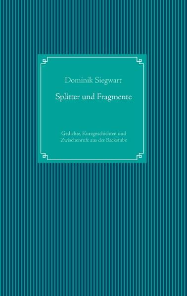 Im Lesebuch "Splitter und Fragmente" versammeln sich historische, satirische, romantische und pointierte Gedichte, Kurzgeschichten und Zwischenrufe, die in einer handwerklichen Bäckerei geschrieben wurden und zumindest teilweise auch von ihr handeln. Sie geben Einblick in den Arbeitsalltag und die Gefühlswelt eines Nachtarbeiters, der noch im wahrsten Sinne des Wortes von seiner Hände Arbeit lebt und diese Daseinsform gegen alle Einflüsse der Moderne verteidigt. Die Nacht manifestiert sich in diesem Buch als Quelle der Inspiration, der Besinnung und jener stillen Friedfertigkeit, die dem geschäftigen Treiben des Tages längst abhanden gekommen ist. Aus der Dunkelheit heraus erhebt sich eine Stimme, um zur Umkehr aufzurufen: Zurück zur Natur, zur Ursprünglichkeit, zur Tugend und zum Gefühl - wider den Götzen der Moderne, die heute umtanzt werden, wie einstmals das Goldene Kalb.