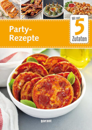 Spontan-Besuch von Freunden oder überraschende Party-Einladungen sind mit den Rezepten in diesem Buch kein Problem mehr. Mit nur maximal 5 Zutaten sind die Party-Gerichte nicht nur schnell, sondern auch ganz unkompliziert zubereitet und einem schnellen Partybüfett steht nichts im Wege! Zaubern Sie im Nu Fingerfood, Dips und Soßen sowie Salate und Suppen und verwöhnen Sie Ihre Gäste mit feinen Kuchen und Desserts. Von Klassikern der Partyküche wie Mini-Pizza und Guacamole über kreative Mitbringsel wie Schoko-Fudge mit Pistazien bis hin zu außergewöhnlichen Hinguckern wie der süßen Mohn-Hefe-Blume – kulinarische Partyfreuden sind mit diesen einfachen Rezepten garantiert. Und mit Waldmeister-Bowle, Mint Julep und Lavendelblütensirup werden auch durstige Gäste ihre wahre Freude haben. Freuen Sie sich auf das nächste Fest und überraschen Sie Freunde und Familie mit einfach köstlichen Party-Gerichten.