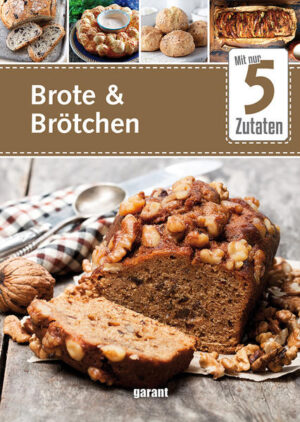 Ein selbst gebackenes Brot, frisch und duftend aus dem Ofen, ist geschmacklich einfach nicht zu toppen! Knusprige Kruste, weiche Krume, Backen ganz nach eigenem Geschmack und das gute Gefühl zu wissen, was drin ist – was gibt es Besseres! Die Rezepte in diesem Buch machen Brotbacken zu einem Kinderspiel! Mit maximal fünf Hauptzutaten gelingen Klassiker und Spezialbrote, Brötchen und Kleingebäck sowie süße Brote und Brotgerichte. Wie wäre es z. B. mit einem glutenfreien Brot ohne Kneten, pikanten Käse-Scones, einem süßen Honig-Lavendel-Brot oder fruchtigen French Toasts mit Erdbeeren? Selbst, wenn eine Party ansteht, kommen Sie mit diesen einfachen Rezepten nicht in Verlegenheit. Servieren Sie doch einmal ein herzhaftes Pull-Apart-Brot zum geselligen Auseinanderzupfen oder bringen Sie knackige Würstchen im Brotteig aufs Büfett! So backen Sie stets abwechslungsreich, gesund und lecker!