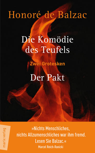 Ein lässig agierender Höllenfürst macht den Sterblichen mit ihren Eitelkeiten und Schwächen eine lange Nase. In zwei auch in Frankreich selten publizierten Grotesken aus der Feder des großen Romanciers Honoré de Balzac erlebt man den Teufel als raffinierten Mephisto. Die Komödie des Teufels von 1831 zeigt in moderner Übersetzung ein grelles Höllenspektakel, das der Menschheit im Stil eines politisch-satirischen Kabaretts den Spiegel vorhält. In der zweiten Groteske Der Pakt, erschienen 1822, berichtet ein Sterbender, der in die Hölle verdammt wurde, über seine Allianz mit Satan, die seinen mehr als 200 Jahre währenden Lebenslauf bestimmt und ihm dabei die Sinnlosigkeit seiner irdischen Träume offenbart. Beide Erzählungen bieten amüsante höllische und irdische Spektakel aus der Werkstatt eines jungen, ideenreichen Schriftstellers mit ausgeprägtem Sinn für bizarren Grusel und makabre Situationskomik.