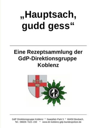 Liebe Kolleginnen und Kollegen, sehr verehrte Leserinnen und Leser, unser Titel „Hauptsach gudd gess“ findet seinen Ursprung im saarländischen Bergbau. War es doch damals wichtig eine kalorienreiche Nahrung zu sich nehmen um die Strapazen der körperlich anstrengenden und gefährlichen Tätigkeit bewältigen zu können. Auch im heutigen Polizeialltag spielt die Ernährung eine wichtige Rolle. Eine gesunde Ernährung trägt wesentlich zur Gesunderhaltung bei. Eine gesunde Ernährung ist allerdings gerade im Schichtdienst nicht so einfach umzusetzen. Daher möchten wir mit diesem Ratgeber einige Ideen vermitteln, wie man sich ohne größeren Aufwand gesünder ernähren kann. Die Rezepte haben keinen wissenschaftlichen Anspruch. Sie sind Erfahrungen und aus Ratschlägen und Überlieferungen zusammengetragen. Mit den Anregungen und Rezepten, die größtenteils mediterranen Ursprung haben, zum Teil allerdings auch aus Großmutters Zeiten stammen, wünschen wir viel Freude beim Kochen.