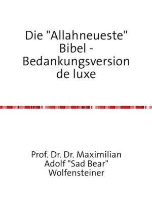 Eine Geschichte über unsere Göttin. Wie und warum sie sich letztenendes zu einem Mann machte. Natürlich auch eine Erzählung, von den verschlagenen Versuchen Luzifers, die Macht an sich zu reißen. Nebenbei die Story eines Helden. Ein Werk von unglaublichen Zeit und Situationswechseln. Mit überwältigender Sicherheit, haben sie so etwas witziges noch nicht gelesen. Das ist zumindest halbsicher. Eigentlich stünde mir dafür irgendein Literaturpreis zu. Das ist zumindest ganz sicher.