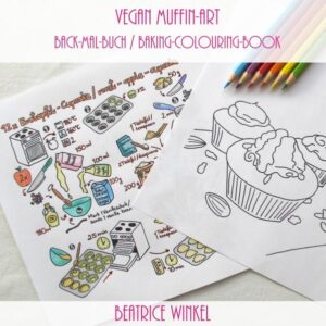 Das erste Back-Mal-Buch mit süßen veganen Muffin-Rezepten ist das ultimative Wohlfühlprogramm für Dich und Deine Seele. Denn es vereint die vielen schönen Genuss-Momente des Muffin-Backens und die Totale Entspannung beim Ausmalen der Bild-Rezepte. The first baking-colouring-book with sweet vegan muffin-recipes is the ultimate comfort-program for you and your soul. Because it combines the whole lot of joy in baking muffins and the total relaxation while colouring the recipes.