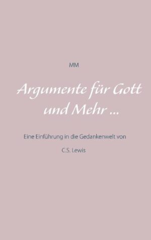 C.S. Lewis Dieses Buch ist eine kleine Reise in seine Gedankenwelt... Es geht um Argumente für Gott, die Möglichkeit von Wundern, Starke Liebe, Himmel und Hölle, Gott und das Leid, und vieles Mehr... Wer auf der Suche nach Weisheit ist, findet hier wichtige Antworten ! Viel Spaß beim Lesen und Nachdenken wünscht MM.