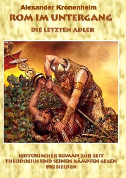 Sammelband Nr. 2: enthält die Einzelbände 3 + 4 Historischer Roman zur Zeit Theodosius, geschildert aus Sicht der Bekenner der alten nationalen römischen Götter und durch die Augen des Alemannischen Herzogs von Italien christlichen Glaubens. In spannender Weise werden die aufflammenden Konflikte zwischen alter und neuer Macht beschrieben, welche als Auslöser des Untergangs von Roms zu sehen sind und schließlich zu der gewaltigsten Schlacht (am Frigidus) der römischen Geschichte führt. Auszug: „Ich vermute, dass die Narbe, welche deine Stirn schmückt, mit diesem letzten Fall in Verbindung steht." Winfried lächelte. Eine freudige Erinnerung ließ sein männliches Gesicht erstrahlen. „Die Franken hatten uns in den Wäldern überrumpelt," erzählte er, „und zwar in so überwiegender Zahl, dass ich sofort begriff, es bleibt mir nur die Abwehr. Ohne Kommando schlossen sich meine Leute zusammen, wie ein umstelltes Rudel von Hirschen, bereit, den Kampf mit dem Schwert, mit dem Schild, mit der Faust, mit den Zähnen zu führen. Wir waren überzeugt, dass aus dieser Falle kein einziger mit dem Leben davonkommen wird. Und wir verlangten es auch nicht, denn das Leben retten hätte bedeutet in Gefangenschaft zu geraten. Die Barbaren stürzten so zahlreich und mit solchem Ungestüm über uns her, dass unser geschlossenes Häuflein binnen kurzem in blutige Fransen zerrissen war.“