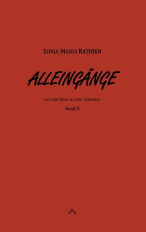 Im zweiten Band der ausgewählten Geschichten "Alleingänge" versetzt sich Sonja Maria Rathjen in Schlüsselsituationen von Menschen, die - allesamt in sich gefangen - mal einem Ereignis aus vollem Herzen erliegen, mal auf eine Handlung oder eine Entscheidung unausweichlich zusteuern. Leserin und Leser werden Zeugen der in sich abgeschlossenen, weil sich selbst treuen Wahrnehmung und deren Folgen. Die Mischung aus Skurrilität und Tragik macht die Persönlichkeiten in ihrer Erlebniswelt unvergesslich. Der vorliegende Band vervollständigt diese Ausgabe der Auswahl "Alleingänge", deren erster Band Anfang Januar 2016 herausgekommen ist.