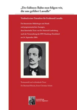 Dies ist ein Textbuch für eine Erinnerungsveranstaltung für Ferdinand Lassalle, der 1864 an den Verletzungen eines Duells in Genf starb. Lassalle war der Gründer des Allgemeinen Deutschen Arbeitervereins, des ältesten Vorläufers der SPD. Der Vortrag umfasst programmatische Erklärungen aus der SPD-Geschichte und historische Texte von Heinrich Laufenberg, der das Grundlagenwerk über die Geschichte der Hamburger Sozialdemokratie geschrieben hat. Darin eingebettet ist die Geschichte der "Arbeitermarsseilleise", die Jakob Audorf anlässlich des Todes von Lassale schrieb.