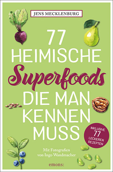 Superfood ist sexy. Chiasamen und Açai sind schwer angesagt, werden ihnen doch magische Kräfte in Sachen Gesundheit nachgesagt. Aber warum überhaupt in die Ferne schweifen? Was Quinoa und Aronia bewirken, können Grünkohl, Rote Bete, Brunnenkresse und Blaubeeren schon lange. Jens Mecklenburg zeigt, dass man auch mit heimischen Zutaten gesund genießen kann. Häufig sogar noch besser. Sie müssen nicht über den halben Erdball transportiert werden, entstammen bäuerlichem Anbau und haben hohes Genusspotenzial. Dieses Buch stellt die 77 gesündesten heimischen Lebensmittel vor, verrät ihre Geschichte und Inhaltsstoffe, die besten und gesündesten Zubereitungsarten und liefert zu jedem Lebensmittel ein leicht nachkochbares Rezept.