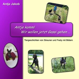 Fredy ist ein Bordoodle und Streuner ein Windhund-Mix. Wir drei verbringen viel Zeit miteinander. Ob Gassi gehen, Dog Dance, im Garten spielen oder einfach nur relaxen. Aber auch andere Ereignisse wie Geburtstag oder Weihnachten erzählen die acht Pfoten! Da die Autorin, Antje Jakob, auch in der Tierkommunikation tätig ist, fällt es ihr leicht, die Geschichten ihrer beiden Hunde hautnah zu erzählen, und der Lesespaß ist vorprogrammiert. Für noch mehr Einblick sorgen viele Bilder von den Hunden!