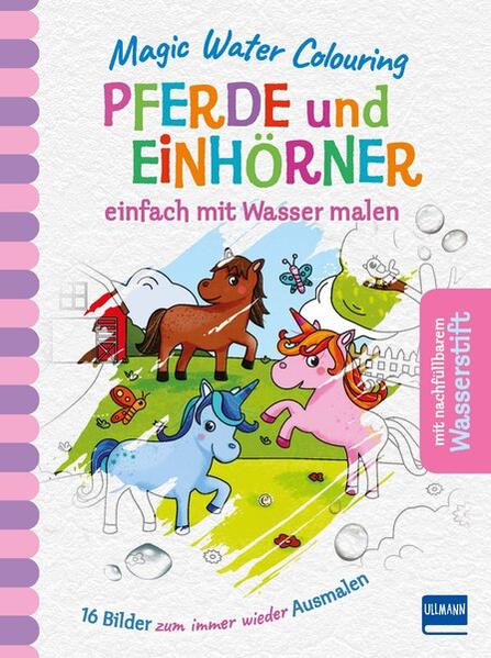 Der neue Kreativ- Trend Water Colouring kommt ganz ohne Kleckern und Kleksen aus: Einfach den Stift mit Wasser füllen und mit der Spitze über die beschichteten Seiten malen, und es entstehen farbenfrohe Motive. Doch damit ist der Malspaß noch nicht zu Ende: Nach dem Trocknen können die Bilder immer und immer wieder gemalt werden.