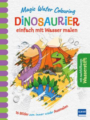 Lass wie durch Zauberhand bunte Bilder von faszinierenden Dinosauriern entstehen. Fülle den Stift mit Wasser und streiche mit der Spitze über die magischen Seiten. Schon erstrahlen die Bilder in leuchtenden Farben. Und das Beste: Sie können immer und immer wieder gemalt werden! Einfach die Motive trocknen lassen und erneut mit Wasser einfärben.