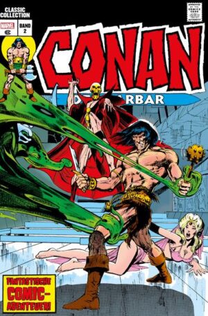 Conans Stunde ist gekommen! Conan, der Fantasy- Held von Robert E. Howard, in seinen legendären Marvel- Abenteuern mit restaurierter Kolorierung! Dieser Sammelband enthält • CONAN THE BARBARIAN 27- 51 & ANNUAL 1 • GIANT- SIZE CONAN 1- 4 • GESCHICHTEN AUS SAVAGE SWORD OF CONAN 1, 8 & 10 • SOWIE REICHLICH BONUSMATERIAL