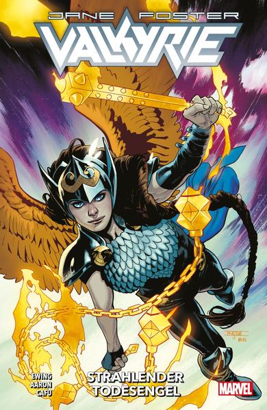 EINE NEUE BESTIMMUNG Als Thor schwang Jane Foster schon selbst den Hammer. Jetzt erwartet die Ärztin eine neue Bestimmung, denn sie wird zur letzten der Walküren und zur neuen Heldin namens Valkyrie! Während Jane noch den vollen Umfang ihrer Kräfte und Aufgaben erfassen muss, nahen gewaltige Herausforderungen: der mörderische Schurke Bullseye, der mit einer mythischen Waffe noch mehr Tod als ohnehin schon bringt, und finstere Mächte, die sogar Dr. Strange bezwingen können … Der Beginn einer neuen Legende, erzählt von Jason Aaron (THOR), Al Ewing (AVENGERS), CAFU (SUPERMAN) und anderen. ENTHÄLT: WAR OF THE REALMS OMEGA (2019) 1, VALKYRIE: JANE FOSTER (2019) 1- 5