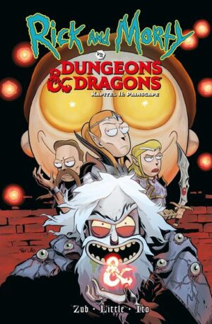 DUNGEONS & DRAGONS EROBERT DIE WELT VON RICK AND MORTY Das Fantasy- Rollenspiel Dungeons & Dragons ist plötzlich überall: Kampagnen, Verliese, Drachen, Helden und was eben alles so dazugehört es gibt sogar D&D TV mit Live- Übertragungen von Abenteuern! Nur das ruchlose Genie Rick weiß, dass es nicht immer so war, und will der Sache auf den Grund gehen. Dafür müssen sich der Wissenschaftler, sein Enkel Morty und ihre Angehörigen jedoch allen Charakterbögen und Süden der Vergangenheit stellen. Kann ausgerechnet die dysfunktionale Familie der interdimensionalen Unruhestifter die mit D&D infizierte Wirklichkeit retten? Oder sind die 20- seitigen Würfel längst gefallen? Der abgedrehte Spaß in diesem Verlies kennt keine Grenzen! Die Miniserie RICK AND MORTY VS. DUNGEONS AND DRAGONS II: PAINSCAPE von Comic- Star Jim Zub (AVENGERS, DUNGEONS & DRAGINS) und Top- Zeichner Troy Little (Powerpuff Girls) komplett in einem Band.