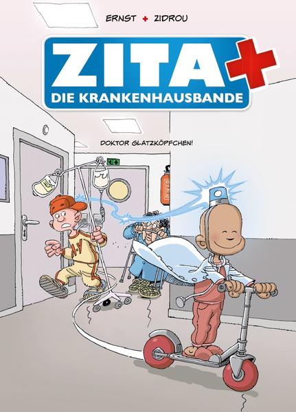 Guten Tag, mein Name ist Zita. Aber hier im Krankenhaus (ich nenne es eher Irrenhaus), nennen mich alle nur Glatzköpfchen. Ich leide an einer ganz besonders hartnäckigen Form von Leukämie. Ich bin hier reingekommen, da war ich vier Jahre alt. Mittlerweile bin ich 13. Ja, ich weiss. Ich seh‘ nicht so aus! Mit der Zeit wurde das Krankenhaus irgendwie zu meinem Zuhause, versteht ihr? Ich kenne hier alle und alle kennen mich. Jeden Tag mache ich meine eigene Visite: Ich statte den Langzeitkranken einen Besuch ab, begrüsse Neue und muntere die Patienten auf. Lumbalpunktion, Kieferund Gesichtschirurgie, Protonentherapie … für mich birgt das medizinische Vokabular keine Geheimnisse mehr. Aber trotz oder gerade wegen all dem, ist jeder Tag für mich ein Abenteuer und ich habe hier viele Freunde, die diese Abenteuer mit mir erleben. Wir lassen uns nicht unterkriegen und uns den Spass am Leben nicht nehmen wir sind die Krankenhausbande!