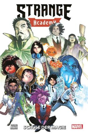 MARVELS NEUE SCHULE DER MAGIE An der Strange Academy unterrichten Zelma Stanton, Dr. Voodoo, Hellstorm, Magik und andere im Auftrag von Oberzauberer Dr. Strange eine junge Generation Magielehrlinge. Doch wenn eine Dämonin, Kids aus Asgard, ein Frostriese, eine Fee und der Sohn von Stranges Erzfeind aus der Dunklen Dimension zusammenkommen, stehen magisches Chaos und finstere Gefahren praktisch auf dem Stundenplan. Für Meister und Adepten: der Auftakt zur viel gelobten neuen Serie über Marvels okkulte Helden von morgen, wunderbar inszeniert von den Superstars Skottie Young (DEADPOOL) und Humberto Ramos (SPIDER- MAN). Enthält: Strange Academy (2020) 1- 6