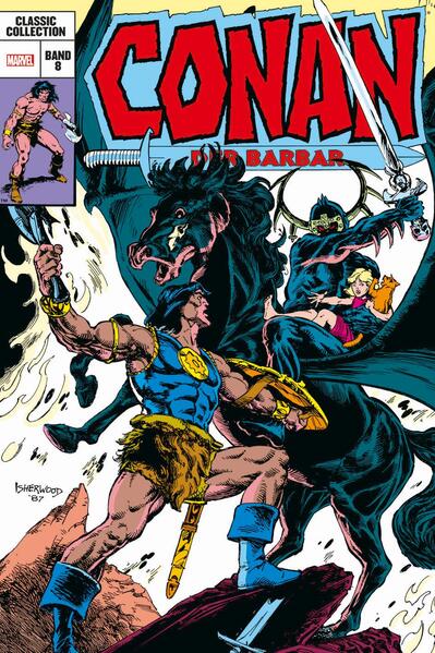 IM KAMPF MIT DEM SEELENFRSSER! Conan, der Fantasy- Held von Robert E. Howard, in seinen legendären Marvel- Abenteuern mit restaurierter Kolorierung! Dieser Sammelband enthält Conan the Barbarian 195- 213, Annual 12 & The Official Handbook of the Conan Universe sowie reichlich Bonusmaterial. BARBARISCHER MARVELKLASSIKER Jim Owsley alias Christopher Priest gilt heute als einer der innovativsten Autoren des modernen US- Comics. Ende der 1980er führte Priest Robert E. Howards Swordand- Sorcery- Fantasy- Ikone Conan in dessen klassischer Marvel- Comic- Serie zur großen US- Jubiläumsausgabe 200. Zu Beginn dieses Sammelbandes hat sich der bei Crom fluchende Barbar aus dem rauen Cimmeria außerdem einer Rebellion gegen einen König angeschlossen, der daraufhin die knallharte Red Sonja entsendet! Aber auch der finstere Seelenfresser und der sinistere Zauberer Thulsa Doom mischen sich in das Leben des kühnen Cimmeriers und seiner Gefährten ein doch Conan scheut bekanntlich keinen noch so dämonischen oder bestialischen Gegner. Überdies wird Conans Schicksal mit dem von Kobe verknüpft, dem Prinzen von Khitai … Zeichner Val Semeiks, der produktive Nachfolger von John Buscema, war Ende der 1980er fraglos der dominante Conan- Künstler im Haus der Ideen und hat fast alle Storys in diesem Band zu Papier gebracht. Semeiks prägte Conans Marvel- Abenteuer dieser Ära allerdings nicht allein durch sein markantes Artwork, sondern auch durch seinen Einfluss auf die Storys und Dialoge. Eine Episode aus diesem Band stammt sogar von den Brüdern Adam und Andy Kubert, die ganz am Anfang ihrer inzwischen großen Comic- Karrieren den Stil ihres legendären Vaters Joe Kubert in einem Conan- Abenteuer kanalisieren. Im Anhang dieses Bandes finden sich u. a. Reproduktionen des nostalgischen Conan- Fanclub- Newsletters oder ein Conan- Cartoon von Fred Hembeck. Hinzu kommt das komplette The Official Handbook of the Conan Universe zur Welt des Barbaren: Ab 1983 gab Marvel Handbücher voller Insider- Wissen und Hardcore- Fakten zu seinen Helden heraus. Die Idee ging auf den damaligen Chefredakteur Jim Shooter zurück, der sich von Sport- Sammelkarten mit Statistik- Angaben inspirieren ließ. Der detailversessene Autor und Redakteur Mark Gruenwald wurde schließlich mit der Koordination des Projekts betraut. 1986 erhielt Conan sein Marvel- Handbuch, das größtenteils von Alan Zelenetz verfasst wurde, der auch einige Comics mit Conan, Moon Knight und Thor geschrieben hat.